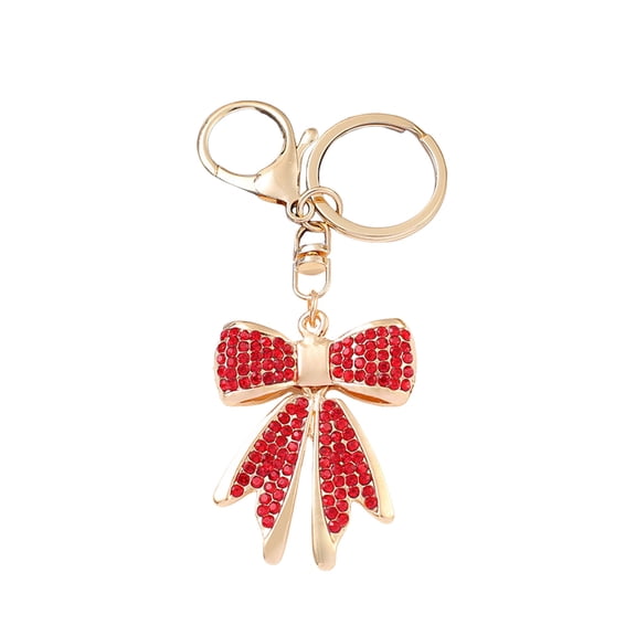 Sparkly Gold Plated Color Rhinestone Bow Keychains For Women Charms For Key Purse