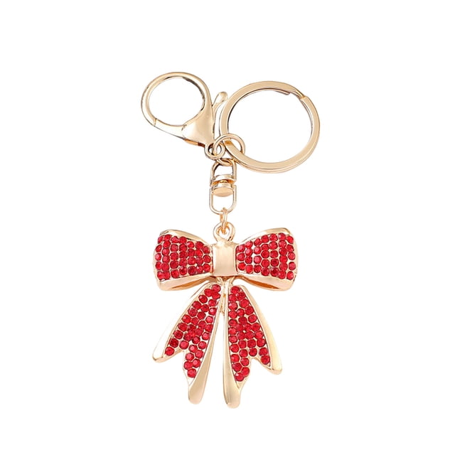 Hearth & Gear Sparkly Gold Plated Color Rhinestone Bow Keychains For Women Charms For Key Purse