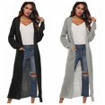 thumbnail image 1 of Cardigan Long Ouvert pour Femmes, Léger, à Manches Longues, Maxi Duster avec Poches, Beige, 1 of 5