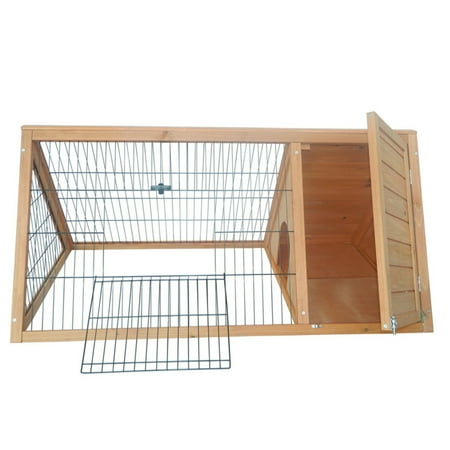 Pawhut Outdoor Triangular Wooden Bunny Rabbit Hutch/Guinea Pig House with Run