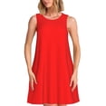 thumbnail image 1 of Xecao Robes d'Été Rouges pour Femmes Robes Décontractées de Plage Robes de Plage Sans Manches Robe Évasée avec Poches, 1 of 7
