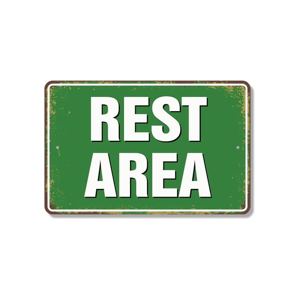 Rest Area Street 10 Inch x 14 Inch Novelty Plastic Sign Stretch Nap Repeat Durable Weatherproof UV Protected Perfect for Hallways Offices Garages Fun Gift for Travelers Families