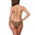 thumbnail image 3 of INSPIRE CHIC Women's Front Cross Contrast Color Bikini Sets, 2 Piece Strappy Top Tie Size Triangle Bottoms Swimwear Bathing Suits Small Brown Beige, 3 of 5