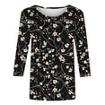 thumbnail image 4 of Womens Tops Plus Size Floral 3/4 Sleeve T-Shirt Dressy Casual Tunic Crewneck Basic Tee Shirt Blouse, 4 of 5