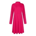 thumbnail image 7 of Women's Casual Fashion High Neck Long Sleeve Solid Color Midi Dress, Fall and Winter Elegant Dress for Everyday Wear, Comfortable and Versatile Styling,Hot Pink,S, 7 of 7