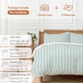 thumbnail image 6 of 3 Piece Blue Green Duvet Cover Set Queen Size,Microfiber Comforter/Quilt Cover with Corner Ties and 2 Pillowcases,Grid Checkered Plaid Gingham Lattice Trellis All Season Bedding with Zipper Closure, 6 of 8