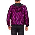 thumbnail image 3 of Argyle Sequins Jackets for Men's Long Sleeves Metallic Shiny Hooded Disco Jacket XL Rose Red, 3 of 5