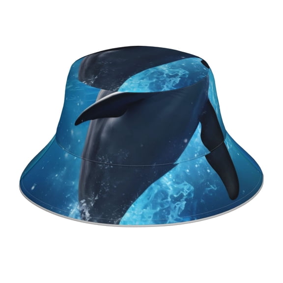 Balery Ice Blue Ocean Cute Dolphin Sun Hats for Men Women Bucket Hat UPF 50 Buckey Hat Boonie Hat Foldable UV Protection Hiking Beach Fishing Summer