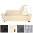 thumbnail image 1 of Yeacher Housse de Canapé Extensible Antidérapante Douce Housse de Canapé Lavable pour Salon Enfants Animaux 4 Places Beige, 1 of 8