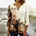 thumbnail image 1 of T-Shirt à Manches Courtes à Col en V à Imprimé Floral pour Femmes Coffee L, 1 of 5