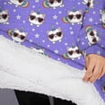 thumbnail image 3 of Oversized Wearable Blanket Hoodie,Purple Cartoon Cat Unicorn Pattern Sherpa Blanket Hoodie with Super Pockets,Super Warm Fuzzy Pullover for Women & Men, 3 of 6