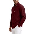 thumbnail image 4 of Men's Long Sleeve Tee Shirts Summer Collar Thin Style Solid Color Button Shirt with Pocket Casual Stylish Loose Lightweight Work Shirt, 4 of 6