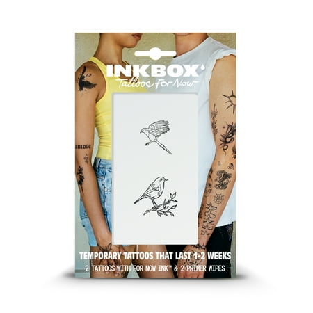 Inkbox Temporary Tattoos, Birds, Water-Resistant, Perfect for Any Occasion, Black, 2 Pack