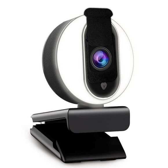 Cámara web NexiGo N680E 1080P con anillo de luz, cubierta de privacidad y micrófono dual, enfoque automático avanzado, brillo ajustable, cámara web para transmisión en directo, compatible con Zoom, Sk