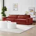 thumbnail image 3 of Tabaray 105" Sectional Couch Sofa, Modern 3 Seat Couch with  Cushion and Inclined Backrest, Comfy Loveseat Sofa Beige Couch for Living Room, Bedroom, Office, Home Sofa Set Red, 3 of 7
