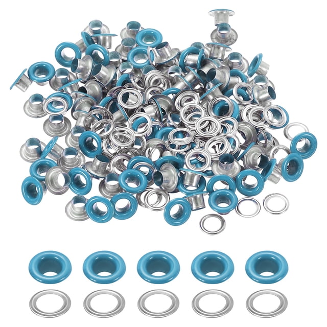 Uxcell 110 Pcs Ojetes con Arandelas 3/16" Kit de Grommets Azul