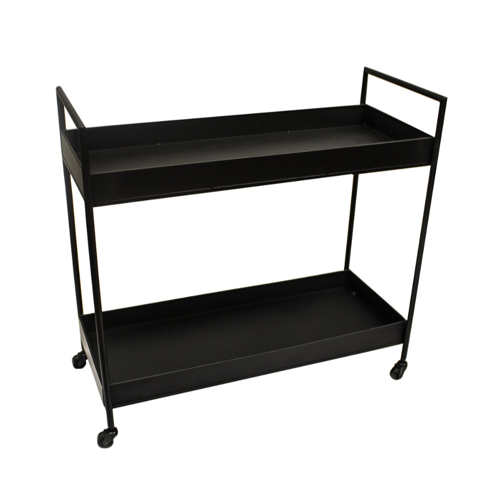 Notable Metal Bar Cart With Two Shelves, Black