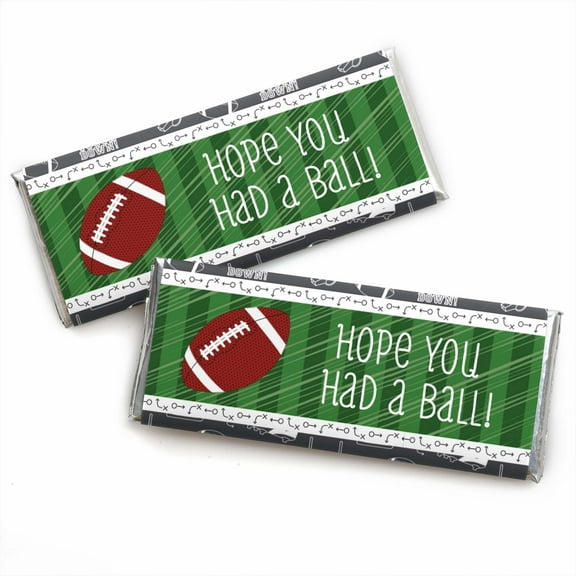 Big Dot of Happiness End Zone - Football - Candy Bar Wrappers Baby Shower or Birthday Party Favors - Set of 24