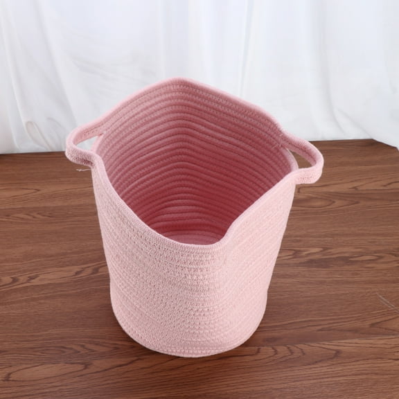 WHAMVOX Cotton Storage Bins Basket Clothes Storage Bucket for Toy Laundry Snack Gift (Pink)