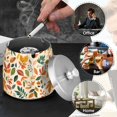 thumbnail image 4 of Yayeee Ashtray with Lid for Cigarette Smokeless Stainless Steel Home Ash Holder, Beige Retro Leaves, 4 of 7