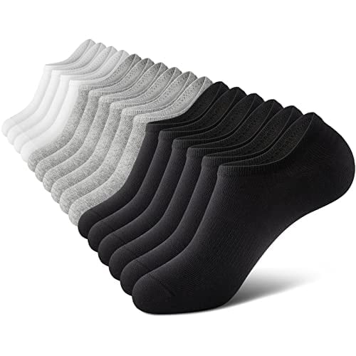No Show Socks Men,Low Cut Ankle Short Casual Cotton Socks with Non Slip Grips 6-10/11-13