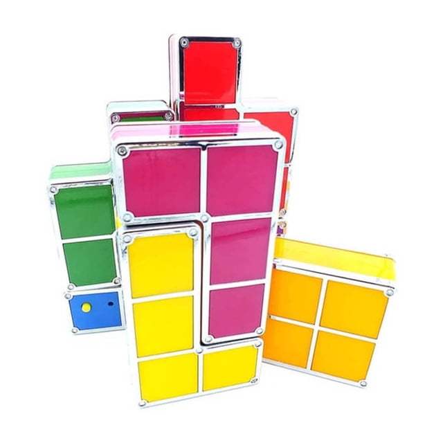 Stackable Tangram DIY 3D Puzzle Lamp with Induction Table Light LED Night Light for Kids Teens Educational Desk Lamp