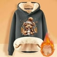 thumbnail image 4 of Women Christmas Outfit Festive Ladies' Cow Print Hooded Jacket Cozy Winter Pullover Outerwear Top Gray M, 4 of 5