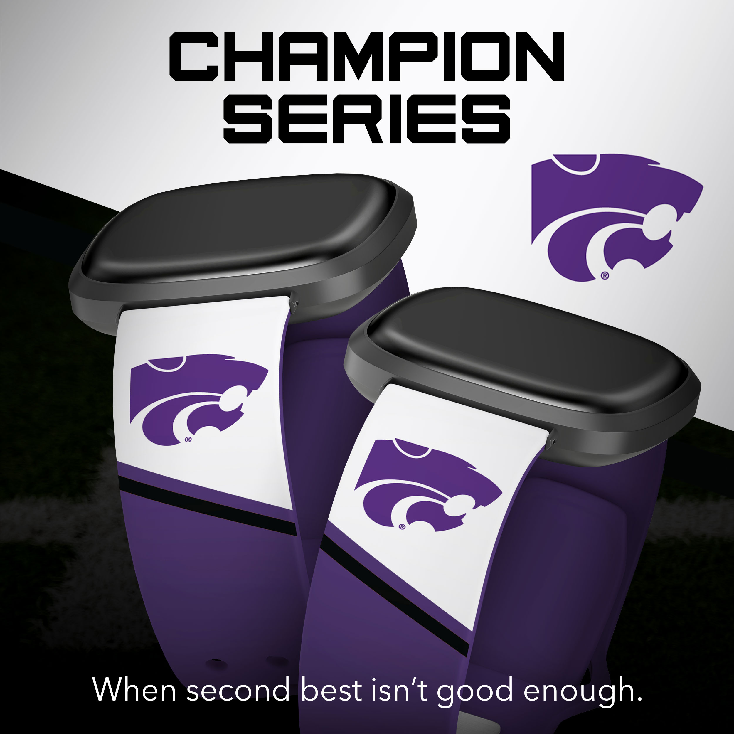 Kansas State HD Champion Series Unisex Watch Band for FitBit Versa 3 & Sense (Long)