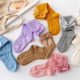 thumbnail image 5 of Calcetines para niñas Medias para niños pequeños Calcetines de pantorrilla, Calcetines finos de malla con lazo para primavera y verano, 4 pares, 5 of 5