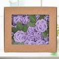 thumbnail image 6 of Scheam 25 Pieces Artificial Foam Rose Flowers Vintage Fake Roses DIY Bouquets Boutonnieres with Leaves and Stems for Wedding Bridal Shower Banquet Party Centerpieces Decor (Purple), 6 of 7
