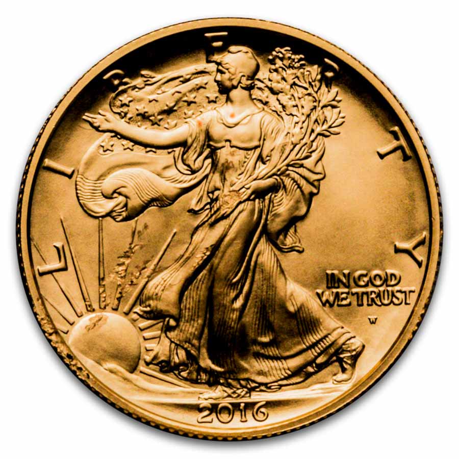 2016-W 1/2 oz Gold Walking Liberty Half Dollar (Abrasions)