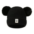 thumbnail image 2 of Ajshakl Womens&nbsp;Hats, Kids Winter Pompom Hat Knitted Ski Double Pom Cap For Girls Boys, Black, 2 of 8