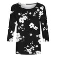 thumbnail image 4 of BangWanChi Work Blouses for Women Office Women's Fashion Casual Color Block Printing Round Neck 3/4 Sleeve T-shirt Top Blouse, 4 of 4