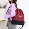 thumbnail image 2 of stanreset Drawstring Backpack Daypack Waterproof Gymsack Sports Gym Bag Pouch Backpack with Inner Zipper Pocket for Women Men Red wine, 2 of 6