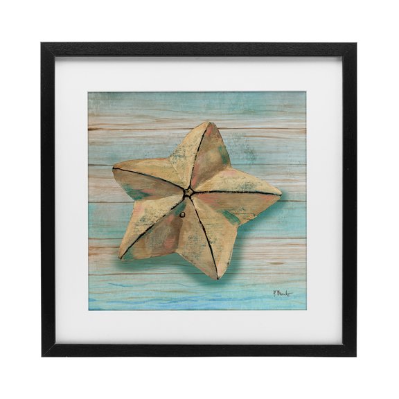 Stupell Industries Rustic Lodge Rustic Coast Teak Black Framed Print Under Glass, 13 x 13, by Paul Brent