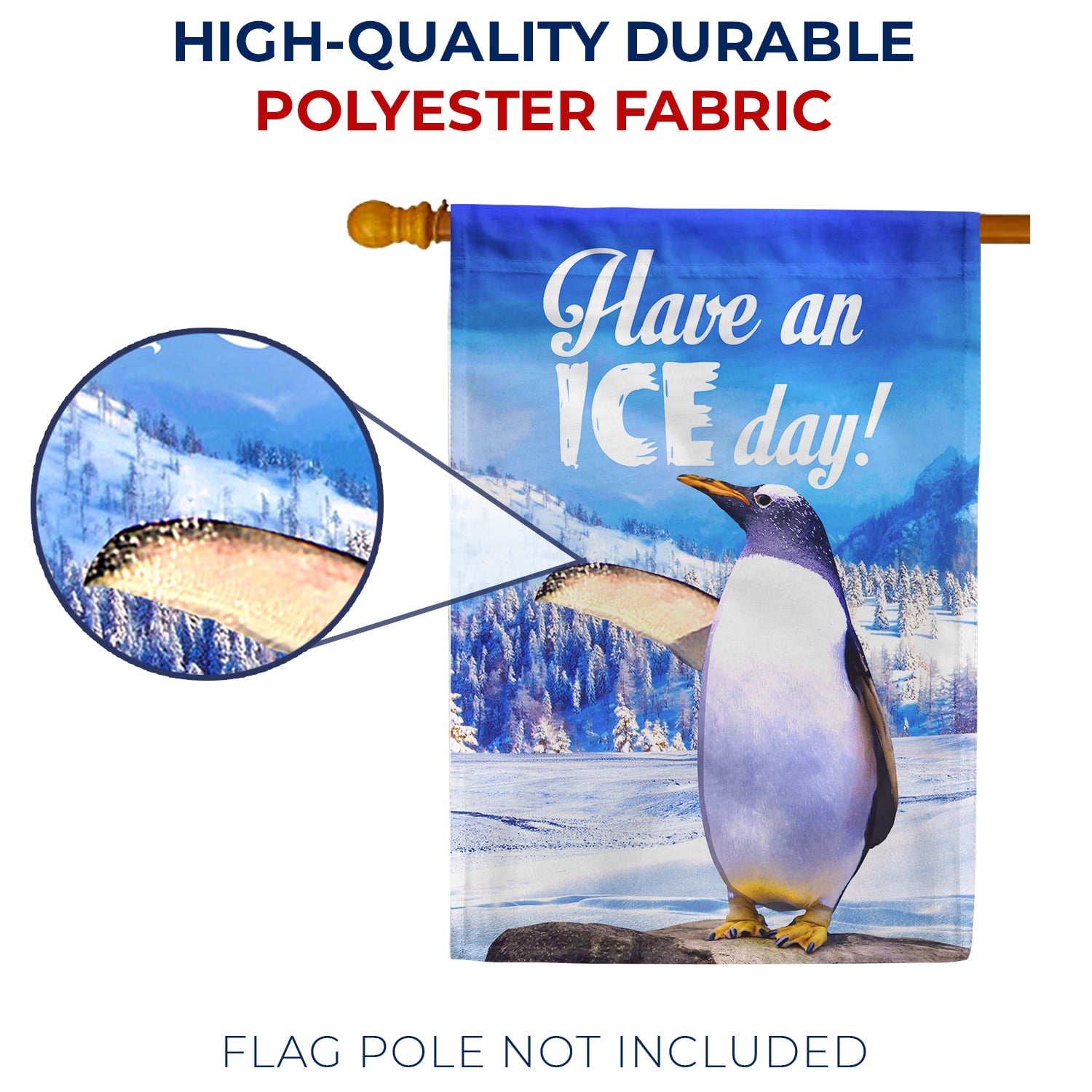 America Forever Winter Penguin House Flag Double Sided Vertical Decorative 28 x 40 inches for Outdoor, Yard, Porch Happy Holiday Let it Snow Welcome Winter Birds House Flag
