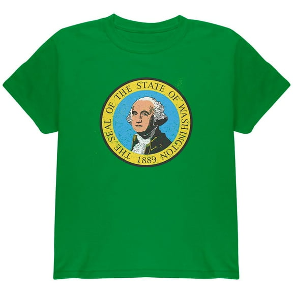 Born and Raised Washington State Flag Youth T Shirt Irish Green YXL