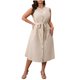thumbnail image 2 of mfyjkho Vestidos para mujer, Vestido de verano para mujer, sin mangas, con cuello redondo y botones, color liso Vestidos festivos para mujer xxxl, 2 of 8
