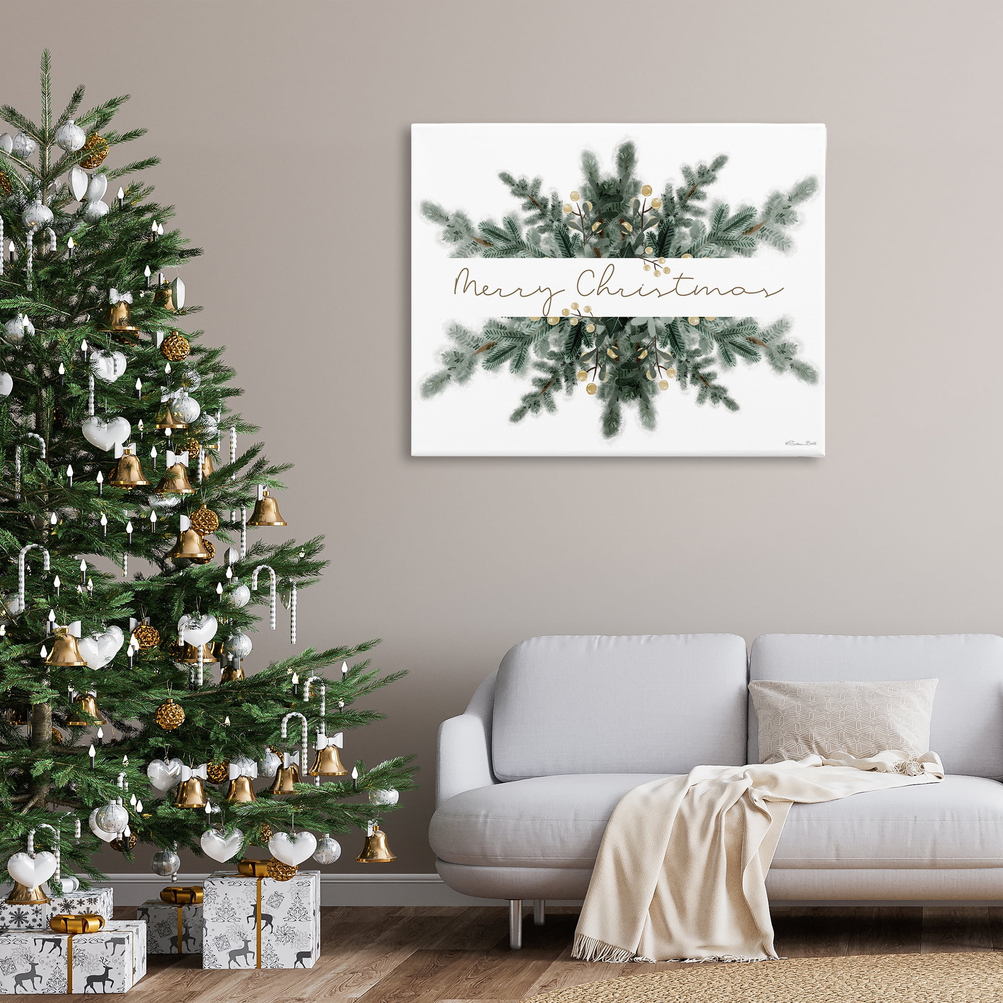 Stupell Industries Festive Fir Phrase Holiday Painting Gallery Wrapped Canvas Art Print Wall Art, 48 x 36