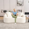 thumbnail image 5 of LY-025S Curved Loveseat White Full Compression Sponge Sofa, 30D Chenille No-Assembly Compact Sofa for Small Spaces & Apartments, 65"L, 300 lbs, 3 Pillows, 5 of 9