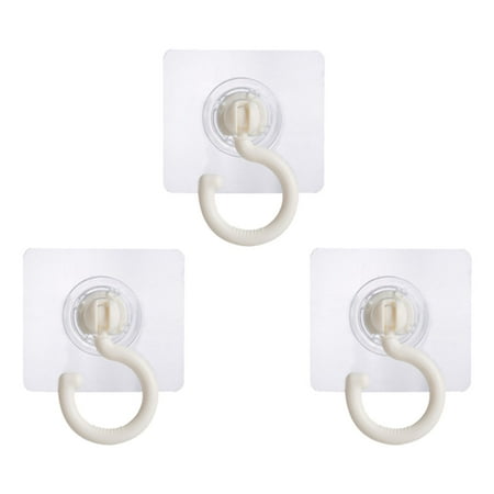 

3Pcs Wall Hook Wall Mount Self Adhesive 360 Degree Rotatable Clear Traceless Strong Load Bearing Hat Towel Clothes Ceiling Hanger Bathroom Supplies