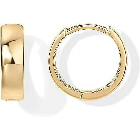 PAVOI 14K Gold Plated Sterling Silver Post Huggie Earrings | Small Hoop Earrings |Gold Earrings for Women (Pack White/Yellow, Gold Plated)