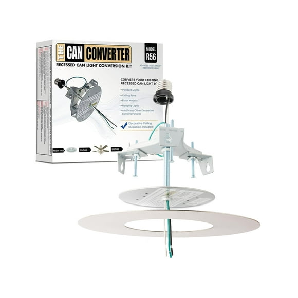 The Can Converter R56 Recessed Can Light Conversion Kit W/ 7"" Flat Ceiling Medallion - Home Improvement For 5"" & 6"" Cans Converter Kit For Ceiling Fan & Light Fixture Ul Certified Satin Nickel