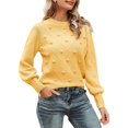 thumbnail image 2 of Yellow Womens Tops Women's Solid Color Hairball Sweater Loose Long Sleeved Crew Neck Pullover Sweater Fall Outfits for Women 2025, 2 of 6