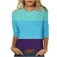 thumbnail image 3 of Eryao Deals Today3/4 Length Sleeve Womens Tops Three Quarter Color Block Shirts Casual Loose Round Neck Going Out Tees,Red,M, 3 of 6