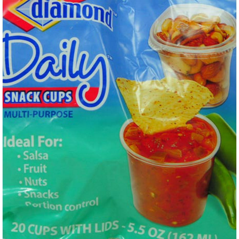 Diamond Daily MultiPurpose Snack Cups With Lids, 5.5 Oz, 20 Count