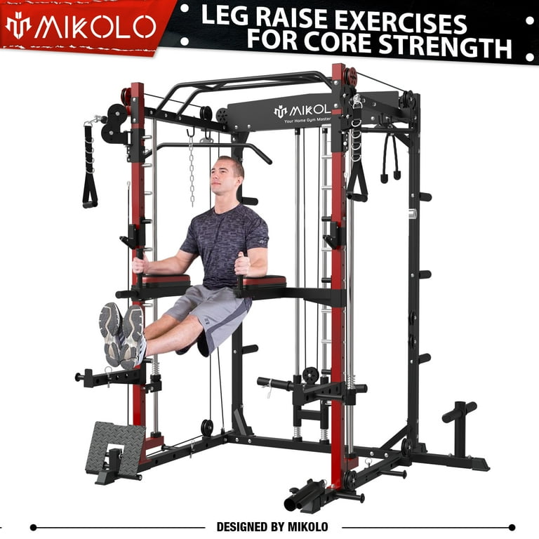 Ambassadør Alice Lager Mikolo Smith Machine Home Gym, 2000lbs Squat Rack with LAT-Pull Down System  & Cable Crossover Machine, Training Equipment - Walmart.com