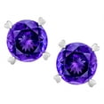 thumbnail image 2 of Star K� Round 7mm Genuine Amethyst Screw Back Stud Earrings with Heart Prongs, 2 of 9