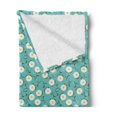 thumbnail image 2 of Floral Soft Flannel Fleece Throw Blanket, Blooming Aster Flowers and Leaves on Branches, Cozy Plush for Indoor and Outdoor Use, 70" x 90", Seafoam Marigold White, by Ambesonne, 2 of 5
