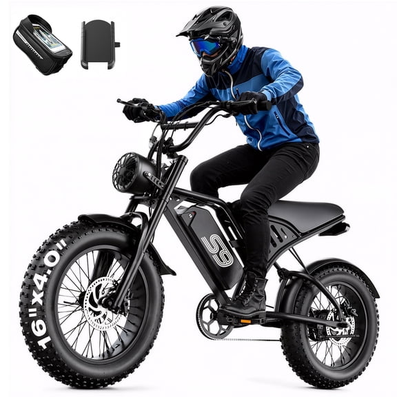 ASKGO S9 2200W Peak 750W Electric Bicycle 48V 20Ah,16"Fat Tire Off-Road Ebike 28MPH 65Miles Range,Full Suspension,Removable Battery Adult Electric Bike UL2849